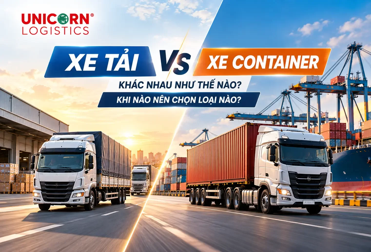 Vận chuyển hàng bằng xe tải và xe container khác nhau như thế nào? Khi nào doanh nghiệp nên chọn loại nào?