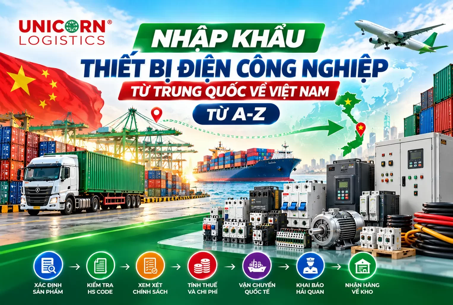 Nhập khẩu thiết bị điện công nghiệp từ Trung Quốc về Việt Nam từ A-Z